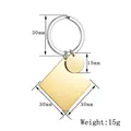 Polished gold stainless steel puzzle keychain set with size specifications - Gold Square Tag with Small Round Tag (BYSQ003)