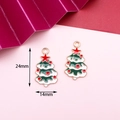 Christmas tree alloy enamel charms with red star and dots, 24mm size, pack of 2 pieces - 23# Christmas Tree