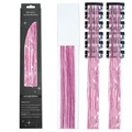 Pink clip-in glitter hair tinsel extensions with 12 pieces and easy-to-use clips - 12 Pieces / Laser Rose Red (12-Piece Set)