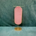 Pink velvet and gold metal jewelry display stand for earrings and necklaces - Long Bar Necklace Stand