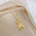 Collana con ciondolo a forma di orsetto di lusso dorato con pavé di cristalli lucidi - Ciondolo Orso Dorato Con Strass Completi (E506)