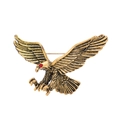 Broche vintage de águila dorada con alas extendidas y ojo de estrás rojo para traje - Águila con las Alas Extendidas / Oro Antiguo