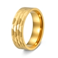 8mm gold titanium ring featuring a hammered texture finish and polished inner band - US 7 / Gold
