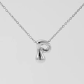 Polished silver bubble initial P pendant necklace made of durable titanium steel for women - Silver-Letter P
