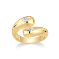 Minimalist gold-plated S925 silver ring featuring dual pear-cut moissanite stones - R14905+gra/black Card / US Size 7 / Circumference 54.3mm