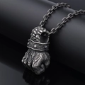 Vintage punk style clenched fist pendant necklace in aged stainless steel finish - Vintage Fist Pendant (No Chain) (D0405)