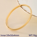 Brazalete ovalado de acero de titanio chapado en oro de 18k con cierre de presión fino - Dorado (KB190294-SP)