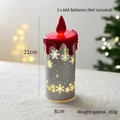 Grey LED Christmas candle with gold snowflake patterns and dripping red wax effect - Candle / Silver