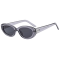 Retro oval translucent grey sunglasses with dark lenses and silver metal side details - Transparent Grey