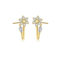 Orecchini a fiore in argento sterling S925 placcati oro con pietre di zircone - Oro 18K (Fiore) B