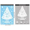 Stickers de fenêtre sapin et flocons de Noël blancs, format 20x30 cm pour décoration - BQ269 Sapin de Noël