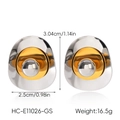 Detailed specifications of these silver and gold irregular oval stud earrings with dimensions - Two-tone Style (HC-E11026-GS) / Gold and Silver Two-tone