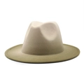Gradient beige to olive green fedora hat with wide brim in wool felt for men and women - M (56-58cm) / Gradient Army Green