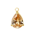 Pear-shaped amber zircon pendant with gold claw setting for DIY jewelry making - Steel Color Setting / 13 Champagne Gold (Zirconia)