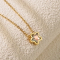 Gold star pendant necklace featuring rainbow faceted crystal on a minimalist chain - Rainbow Star Pendant Necklace (BD023-colorful)