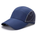 Quick-dry mesh baseball cap in dark blue with breathable side vents and sleek design - Adjustable / Navy Blue