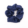 Elegant deep blue satin silk scrunchie with smooth texture for women's hair styling - Dark Blue
