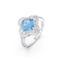 Elegant S925 sterling silver ring featuring a blue cushion-cut zircon stone and halo diamonds - Selling Lzr14-p-6