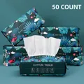 Dicke Einweg-Gesichtstücher 50er Pack mit 200x200mm strukturierten Baumwolltüchern - Vögel und Blumen Design 20x20cm 50 Stück