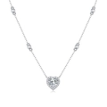 S925 sterling silver heart-shaped moissanite pendant necklace with shimmering halo stones - (s925 Silver + Moissanite Sn12805-65/1 Carat/6.5mm) / Chain Length 40cm + 5cm (extension Chain)