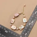 Barock-Armband mit natürlichen Lavendelperlen und 18k Goldbeschichtung mit Lineal - Violettes quadratisches Armband mit Zwischenräumen
