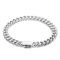 Men's silver Cuban link bracelet with a square box clasp made of polished steel - Silver Bracelet (8mmx20cm)