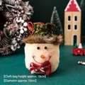 Weihnachts-Schneemann-Geschenkbeutel aus beigem Fleece mit Kordelzug, 16x10cm Größe - Kunstleder-Serie - Verspielter Schneemann / 10x16cm / Gebrochenes Weiß