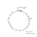Détail d'un bracelet trombone argenté de 4mm avec dimensions 16+3cm sur fond blanc - Style Chaîne Trombone (YB777-S) / Largeur 4mm Longueur 16+3cm / Argent (YB777-S)