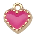 Pink enamel heart charm with gold beaded edges for DIY jewelry making and pendants - Small Peach Heart
