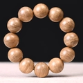 Polished natural wood prayer beads bracelet with 12 pieces and distinct wood grain - Single Loop / 20mm*12 Beads
