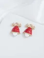 Detail of red enamel Christmas bell pendants with gold glitter and reindeer antler top - Elk Horn Bell (34)