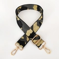 Detail of adjustable camouflage bag strap with premium gold metal lobster clasps - Grey Gold Thread + Gold Buckle