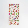 Golden transparent Christmas stickers featuring cartoon Santa, reindeer, and trees - YLCP-05