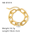 Bracciale a catena con maglie ovali placcato oro 24K in acciaio inox con chiusura - Bracciale a Grandi Maglie Ovali (NB-B1014-G)