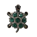 Spilla vintage a tartaruga con strass verdi, elegante corsage in lega di cristallo per abbigliamento. - Verde 4517-bl Dimensioni: 35*27*15 Cm Peso: 8 G