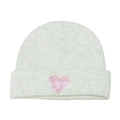 Detalle de gorro de punto verde menta con corazón rosa y bordado BE LOVED - M (56-58cm) / Verde claro
