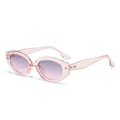 Futuristic pink translucent cat-eye sunglasses with gradient lenses and metal accents - Pink Frame Grey Pink Lens