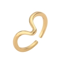 Anillo abierto dorado de ondas minimalista con diseño geométrico irregular pulido - Estilo de Onda Minimalista