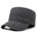 Gorra militar de hombre gris oscuro en mezcla de lana con placa de moda para invierno - Ajustable / Gris