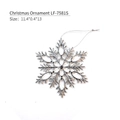 Silver snowflake Christmas ornament with intricate cutout patterns and hanging string - Silver Glossy Snowflake (LF-7581S)