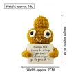 Handmade yellow crochet positive poop doll with motivational card, 8cm tall mini ornament - Ginger Poo