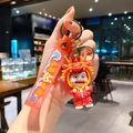 Schattige cartoon jongen in drakenkostuum sleutelhanger met 3D zachte siliconen band - B118-1 Rood