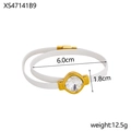 Zweilagiges weißes Armband mit quadratischem Kristall und Goldverschluss auf weiß - Weißes Leder Doppelt Gewickeltes Großes Strass Armband(XS47141B9)