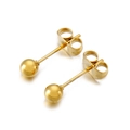 Minimalist polished golden stainless steel round bead earrings with butterfly backs - Gold Color Round Ball Stud Earrings 4mm(KLJ587-Z)