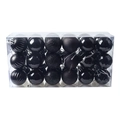 24pcs black Christmas ornaments set with matte, glossy, and glitter textures in a box - 4cm/36Pcs / Black