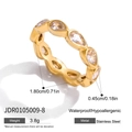 Gold stainless steel ring with pear-cut cubic zirconia and detailed size measurements - Gold Pear Cut Eternity Band Style (JDR0105009-8)