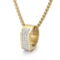 Hip-Hop-Halskette mit goldfarbenem Ringanhänger und drei Reihen funkelnder Zirkoniasteine - Goldener Breiter Dreireihiger Zirkon-Stil (KN31241)