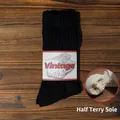 Chaussettes vintage noires en coton avec revers côtelés et semelle demi-boucle pour le confort - Taille Unique / Noir Velours (Semelle Semi-bouclée)