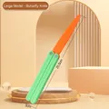 Large 3D gravity carrot butterfly knife fidget toy in orange and green, 25.5cm length - Large Model-Butterfly Knife