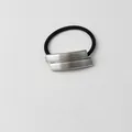 Minimalist black hair tie featuring two sleek silver matte rectangular metal tubes - 16# Double-row Square Tube Silver